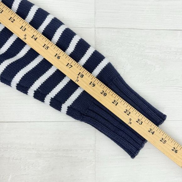 J.Crew Turtleneck Sweater Women Large Navy Stripe Cotton Chunky Knit Coastal - Picture 13 of 16
